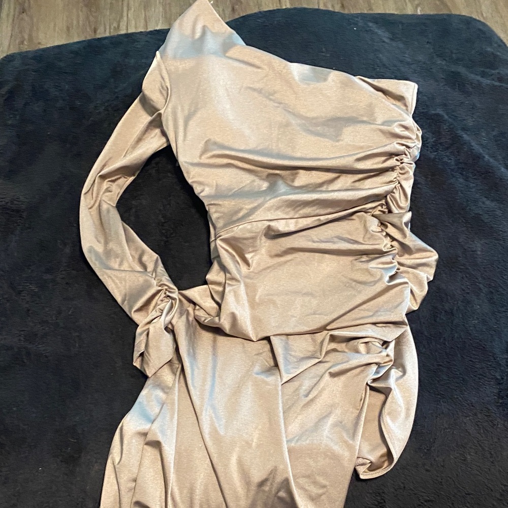 REVOLVE Shimmering Gold Ruched Gown